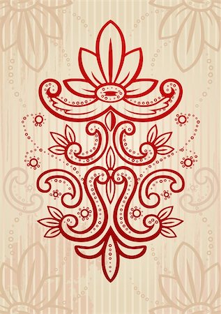 simsearch:400-05077687,k - Beige and red vector illustration of an abstract floral frame Stock Photo - Budget Royalty-Free & Subscription, Code: 400-04019017