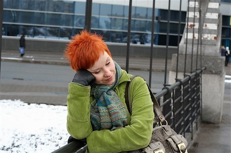 simsearch:400-05064616,k - red-haired sad, lonely woman in depression and pensive feelings Photographie de stock - Aubaine LD & Abonnement, Code: 400-04011174
