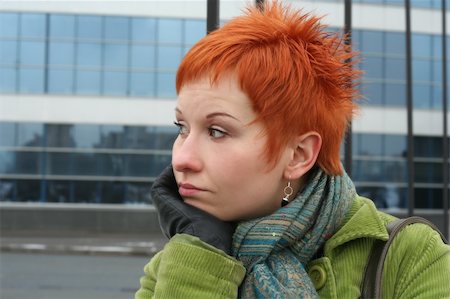 simsearch:400-05064616,k - red-haired sad, lonely woman in depression and pensive feelings Photographie de stock - Aubaine LD & Abonnement, Code: 400-04011176