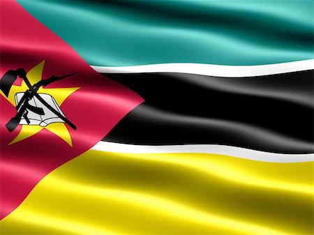 simsearch:400-04145172,k - Flag of Mozambique, computer generated illustration with silky appearance and waves Stock Photo - Budget Royalty-Free & Subscription, Code: 400-04013756