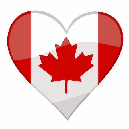 vector illustration of a glossy icon of a canadian flag in form of a heart Stock Photo - Budget Royalty-Free & Subscription, Code: 400-04013878