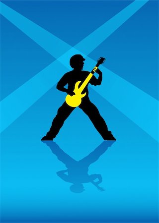 picture of the blue playing a instruments - The vector image of the person playing on a guitar Stock Photo - Budget Royalty-Free & Subscription, Code: 400-04024476