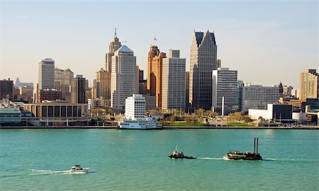 Typical American city skyline (Detroit, Michigan) Stock Photo - Budget Royalty-Free & Subscription, Code: 400-04024552