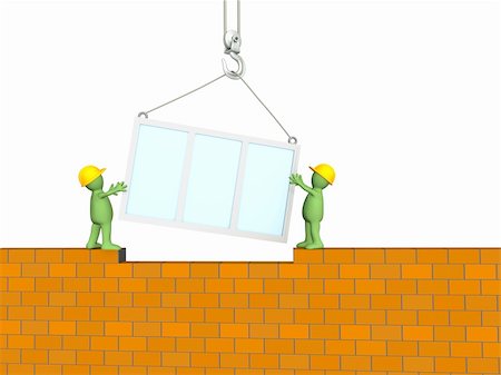 Two 3d builders puppet building the house Stock Photo - Budget Royalty-Free & Subscription, Code: 400-04026469