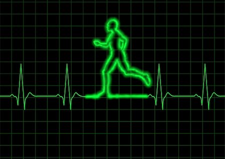 simsearch:400-07222508,k - Illustration of a graph heart monitor and a person running Photographie de stock - Aubaine LD & Abonnement, Code: 400-04026943
