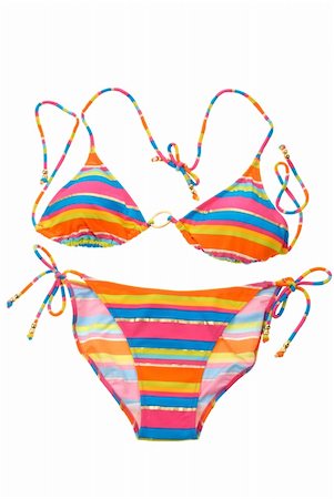 simsearch:400-03944633,k - Bright striped bikini isolated on a white background with no shadows. Stock Photo - Budget Royalty-Free & Subscription, Code: 400-04029012