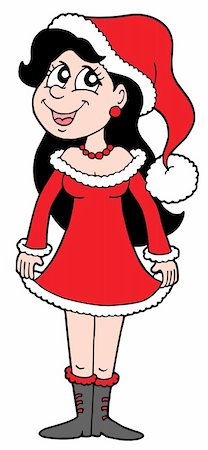 simsearch:400-04077418,k - Christmas girl in red dress - vector illustration. Foto de stock - Super Valor sin royalties y Suscripción, Código: 400-04029395
