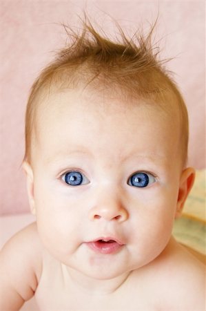 simsearch:400-05153083,k - Little Baby Girl with hair stuck up taken closeup Stock Photo - Budget Royalty-Free & Subscription, Code: 400-04020145