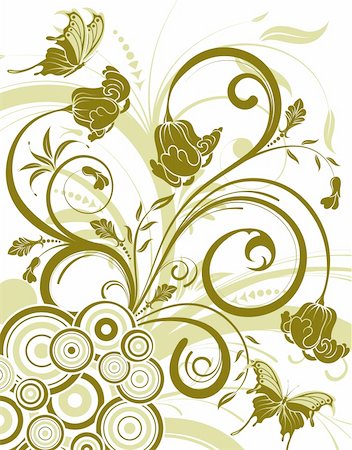 simsearch:400-04060446,k - Flower background with circle and butterfly, element for design, vector illustration Stock Photo - Budget Royalty-Free & Subscription, Code: 400-04020593