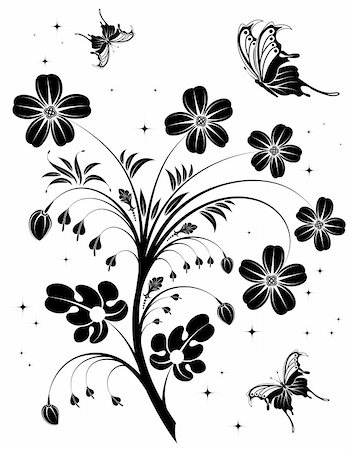 simsearch:400-04060446,k - Flower background with butterfly, element for design, vector illustration Stock Photo - Budget Royalty-Free & Subscription, Code: 400-04020653