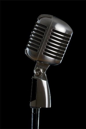 simsearch:400-04630784,k - Retro microphone isolated on the black background Stock Photo - Budget Royalty-Free & Subscription, Code: 400-04021716