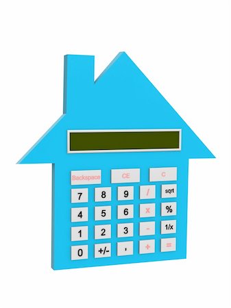 simsearch:400-08408451,k - Conceptual image - 3d house the calculator. Objects over white Stock Photo - Budget Royalty-Free & Subscription, Code: 400-04021937