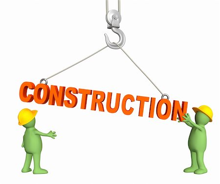 Builders, omitting a word construction on a hook. Objects over white Stock Photo - Budget Royalty-Free & Subscription, Code: 400-04021977