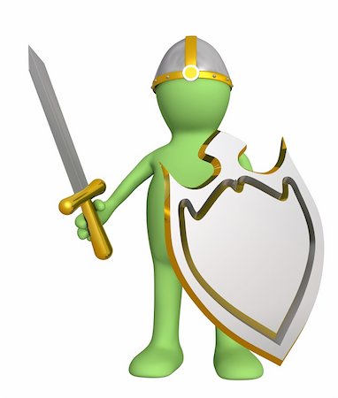 simsearch:400-04912674,k - Knight - puppet in an armour, with a board. Objects over white Stock Photo - Budget Royalty-Free & Subscription, Code: 400-04022011