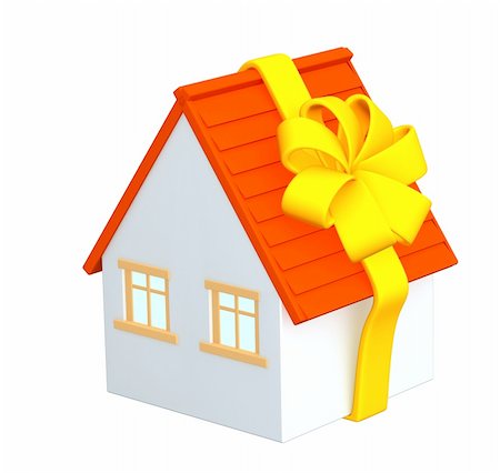 simsearch:400-04084846,k - 3d house - gift, wrapping a tape. Objects over white Stock Photo - Budget Royalty-Free & Subscription, Code: 400-04022063