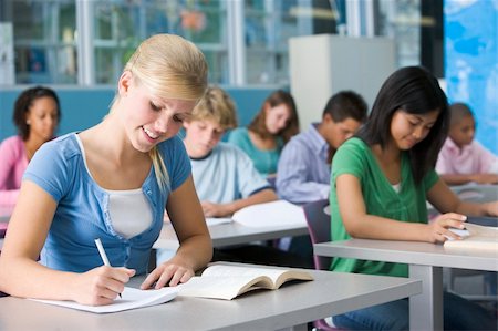 Schoolgirl in high school class Stock Photo - Budget Royalty-Free & Subscription, Code: 400-04036640