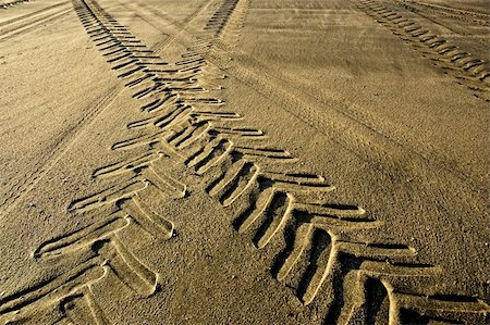 dune driving - Tractor and car tracks in the sand at dusk. Stock Photo - Budget Royalty-Free & Subscription, Code: 400-04037501
