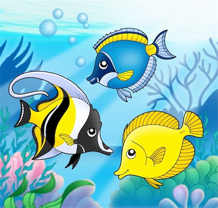 simsearch:400-04052109,k - Coral fish collection in sea - color illustration. Stock Photo - Budget Royalty-Free & Subscription, Code: 400-04030027