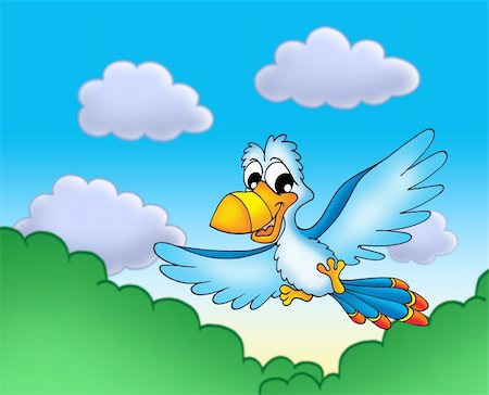 simsearch:400-08410665,k - Flying blue parrot - color illustration. Photographie de stock - Aubaine LD & Abonnement, Code: 400-04030051