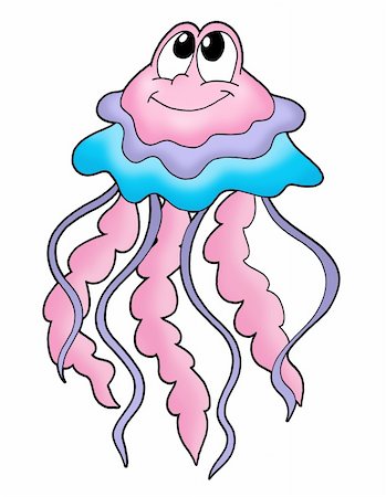 simsearch:400-04052109,k - Color illustration of floating jellyfish. Stock Photo - Budget Royalty-Free & Subscription, Code: 400-04030064