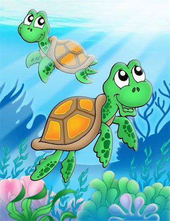 simsearch:400-04052109,k - Little sea turtles - color illustration. Stock Photo - Budget Royalty-Free & Subscription, Code: 400-04030072