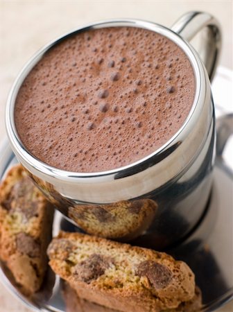 Hot Chocolate Florentine with Chocolate Cantuccini Biscotti Stock Photo - Budget Royalty-Free & Subscription, Code: 400-04033273