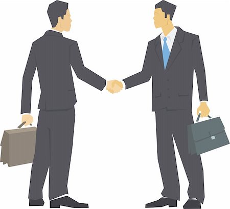 simsearch:400-04333648,k - Two men in suits shaking hands, carrying leather briefcases Stock Photo - Budget Royalty-Free & Subscription, Code: 400-04045961