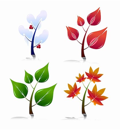 simsearch:400-06327292,k - Four Season Style Trees. Easy To Edit Vector. Stock Photo - Budget Royalty-Free & Subscription, Code: 400-04046787
