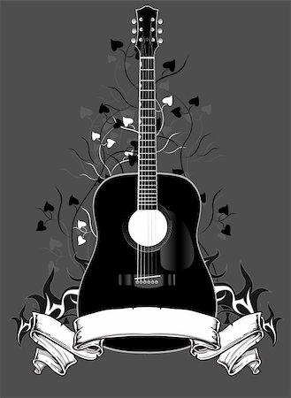 simsearch:400-04616019,k - guitar with floral background Stock Photo - Budget Royalty-Free & Subscription, Code: 400-04048308