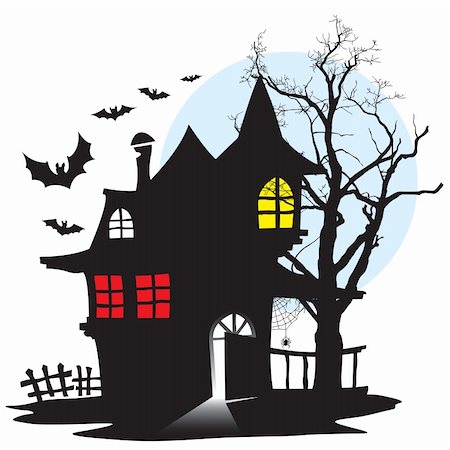 simsearch:700-00262810,k - Halloween night, demonic house of vampire, vector illustration. Stock Photo - Budget Royalty-Free & Subscription, Code: 400-04048827
