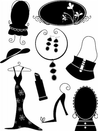 fashion earrings clip art - Illustration of a set of fashion accessories Stock Photo - Budget Royalty-Free & Subscription, Code: 400-04049696