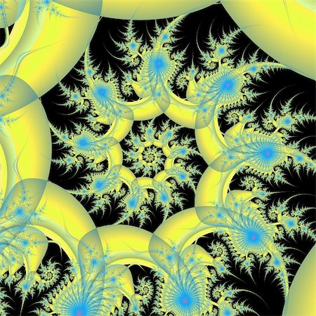 fractal - Computer generated fractal image with a yellow and blue spiral design. Stock Photo - Budget Royalty-Free & Subscription, Code: 400-04049825