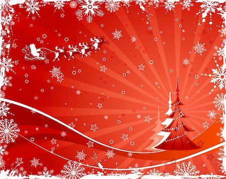 simsearch:400-05374105,k - Grunge Christmas background with tree and Santa, element for design, vector illustration Stock Photo - Budget Royalty-Free & Subscription, Code: 400-04040176