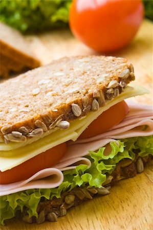 food and fast food - Fresh wholemeal cheese and ham sandwich Photographie de stock - Aubaine LD & Abonnement, Code: 400-04054012