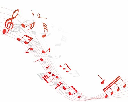 Musical note staff on the red background Stock Photo - Budget Royalty-Free & Subscription, Code: 400-04054677