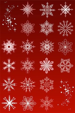 simsearch:400-07053830,k - 20 beautiful cold crystal gradient snowflakes - vector illustration. Fully editable, easy color change. Stock Photo - Budget Royalty-Free & Subscription, Code: 400-04054811