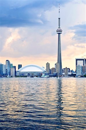 Scenic view at Toronto city waterfront skyline at sunset Stock Photo - Budget Royalty-Free & Subscription, Code: 400-04054955