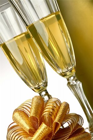 simsearch:400-05281659,k - holiday card - golden champagne and gift Stock Photo - Budget Royalty-Free & Subscription, Code: 400-04055202