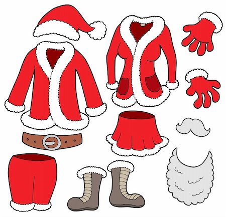 simsearch:400-06462885,k - Santa Clauses clothes collection - vector illustration. Stock Photo - Budget Royalty-Free & Subscription, Code: 400-04055653