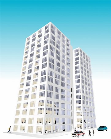 simsearch:400-04786259,k - Skyscraper / Office Block in vector format. Every feature of each building including doors and windows can be edited or colored to suit. Stock Photo - Budget Royalty-Free & Subscription, Code: 400-04056335