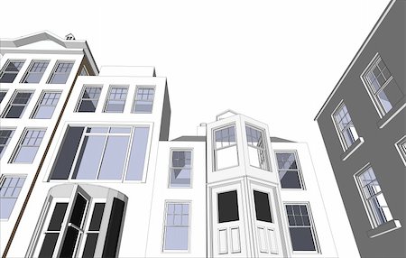 simsearch:400-04786259,k - Architect's Community featuring various dwellings and offices in vector format. Every feature of each building including doors and windows can be edited or colored to suit. Stock Photo - Budget Royalty-Free & Subscription, Code: 400-04056340