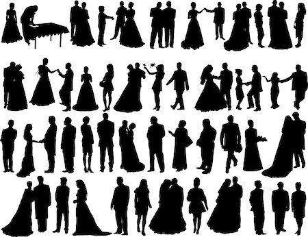 simsearch:400-04150413,k - Big vector collection of wedding silhouettes isolated on white Photographie de stock - Aubaine LD & Abonnement, Code: 400-04057997