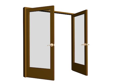 simsearch:400-04617631,k - 3D open doors brown color, with transparent glasses Stock Photo - Budget Royalty-Free & Subscription, Code: 400-04058895