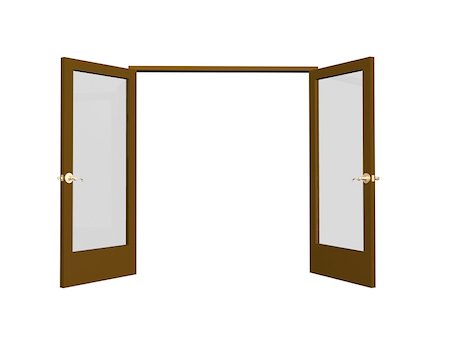 simsearch:400-04617631,k - 3D open doors brown color, with transparent glasses Stock Photo - Budget Royalty-Free & Subscription, Code: 400-04058896