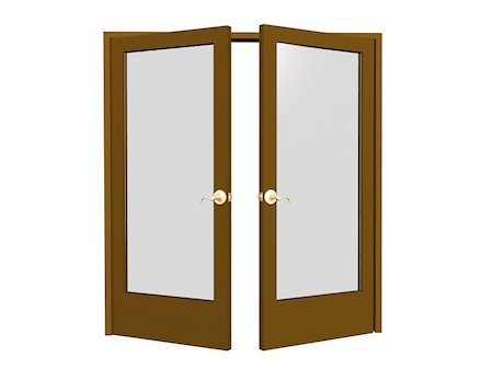 simsearch:400-04617631,k - 3D open doors brown color, with transparent glasses Stock Photo - Budget Royalty-Free & Subscription, Code: 400-04058897