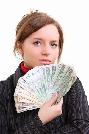 young pretty woman is giving money Stock Photo - Budget Royalty-Free & Subscription, Code: 400-04059332