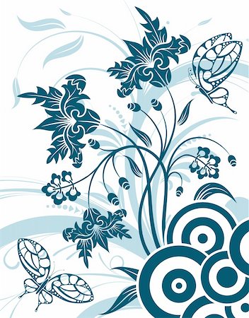 simsearch:400-04060446,k - Flower background with butterfly and circle, element for design, vector illustration Stock Photo - Budget Royalty-Free & Subscription, Code: 400-04059889