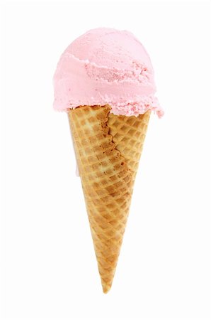 simsearch:400-05718903,k - Strawberry ice cream in a sugar cone isolated on white background Stock Photo - Budget Royalty-Free & Subscription, Code: 400-04059950