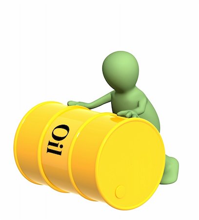 simsearch:400-05002911,k - 3d puppet, rolling the tank with oil. Object over white Stock Photo - Budget Royalty-Free & Subscription, Code: 400-04050054
