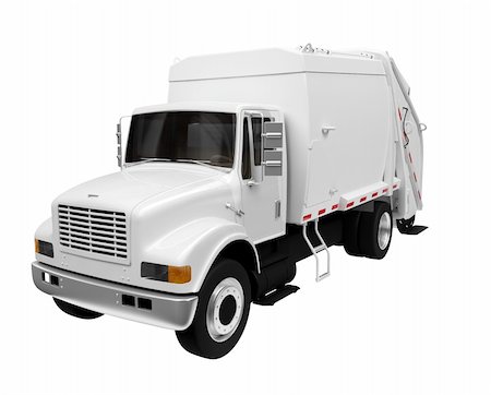 isolated white trash truck on a white background Stock Photo - Budget Royalty-Free & Subscription, Code: 400-04050435